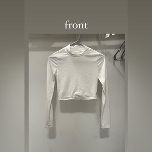 white skin tight+long sleeve crop top from shein